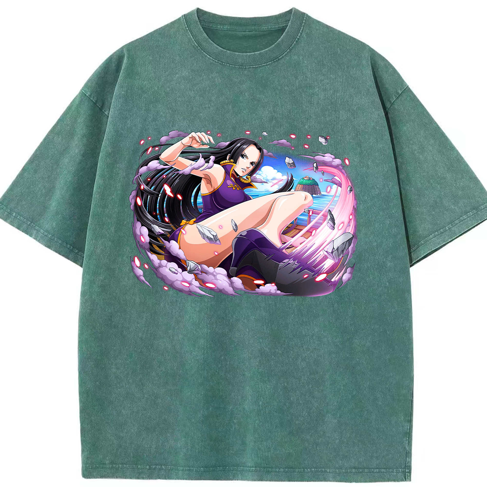 ワンピース ボア・ハンコック ONE PIECE Boa·Hancock 綿100% ヴィンテージ風 半袖Tシャツ（フロントプリント）
